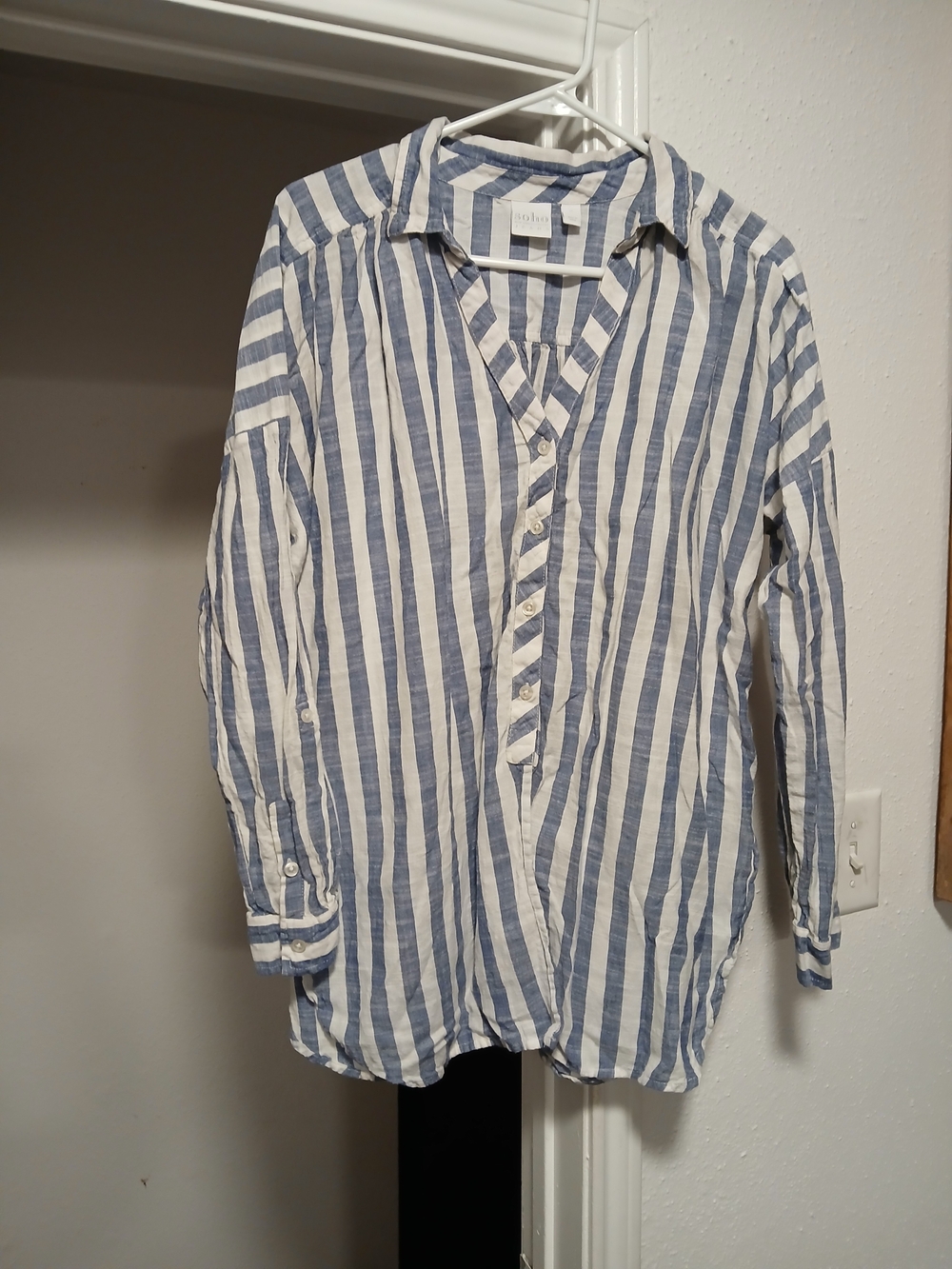 Soho New York & Company Jeans Vintage Striped Blue & White Women's Top